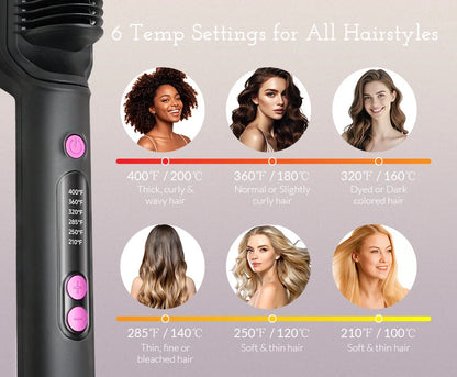 OUDIM Ionic Hair Straightener Brush with Six Temperature Settings - Smarsty