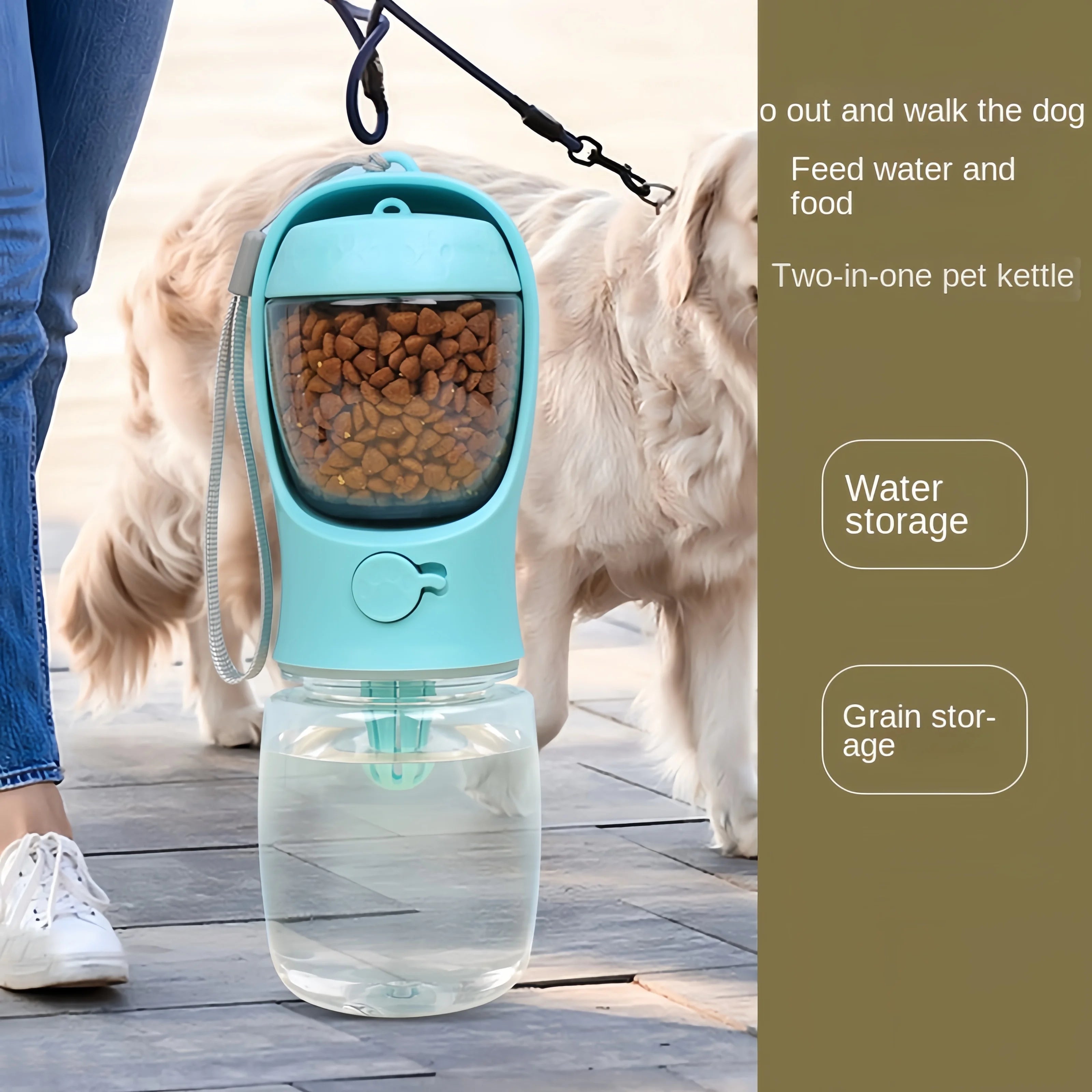 Portable Dog and Cat Water Bottle with Food Storage - Smarsty
