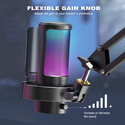 FIFINE USB Microphone with RGB Modes for Streaming - Smarsty