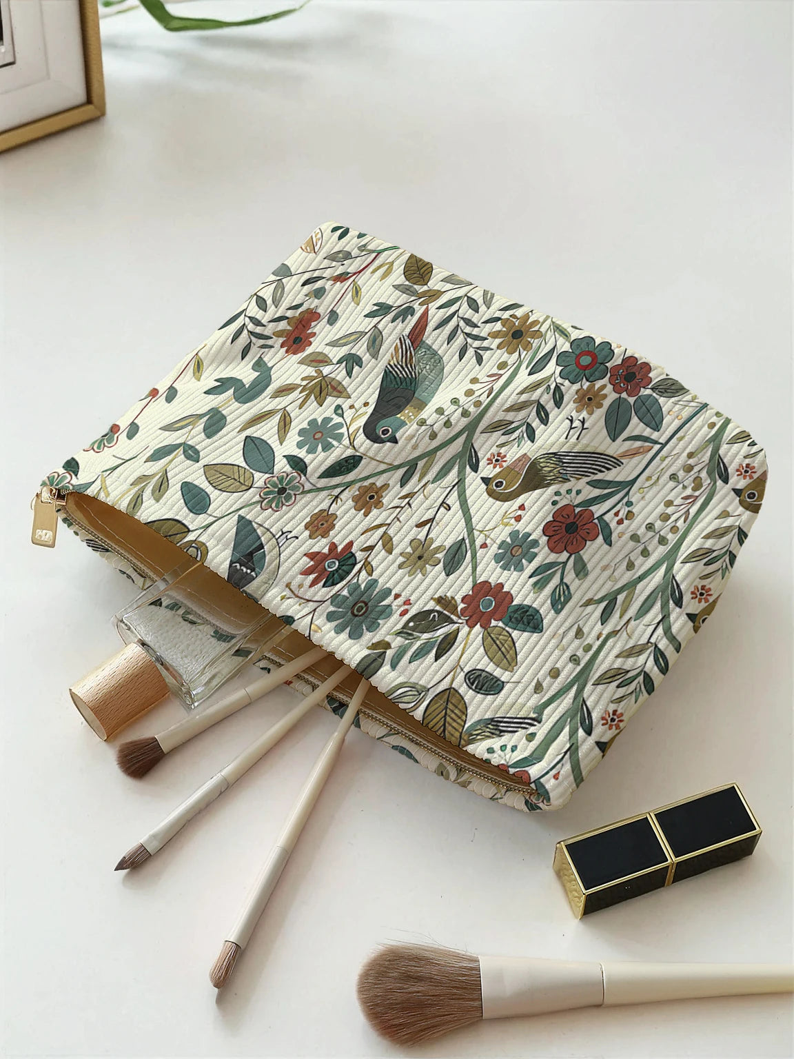 Corduroy Makeup Bag Lightweight Travel Cosmetic Organizer - Smarsty