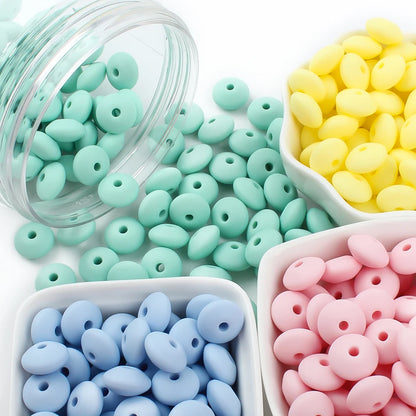 Silicone Beads 12mm Lentil Focal Beads Non Toxic Diy Set - Smarsty