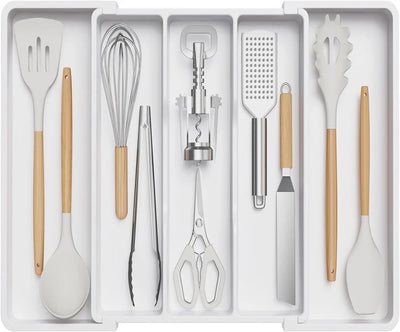 Kitchen Silverware Drawer Organizer Expandable Utensil Tray Adjustable for Spoons Forks Knives Flatware and Cutlery Organizer by Smarsty