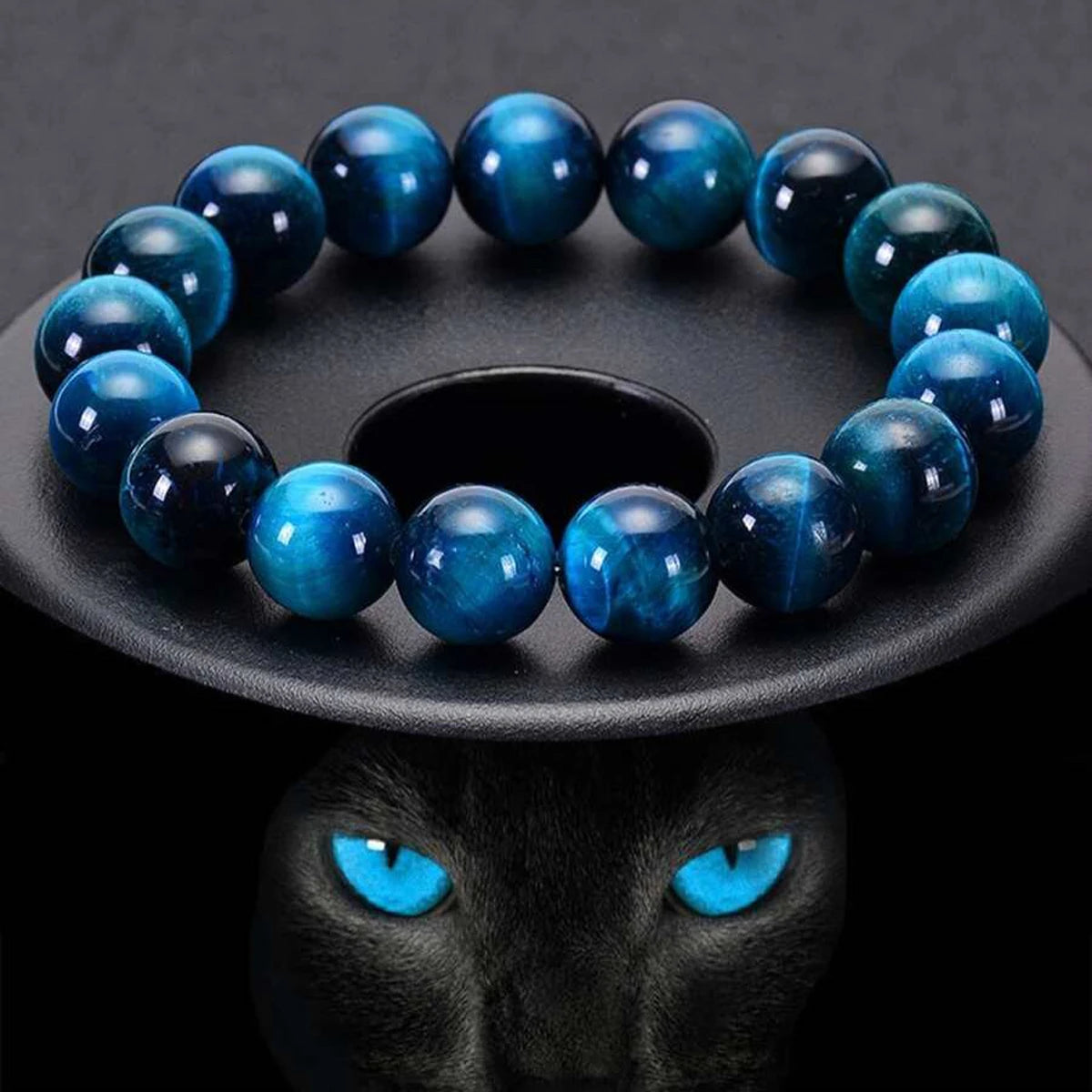1Pc 6/8/10mm Minimalist Blue Tiger Eye Stone Beaded Bracelet Natural Stone Round Beads Bracelet For Daily Decoration - Smarsty