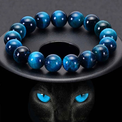 1Pc 6/8/10mm Minimalist Blue Tiger Eye Stone Beaded Bracelet Natural Stone Round Beads Bracelet For Daily Decoration - Smarsty