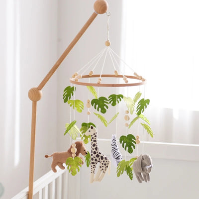 Baby Crib Mobile Rattle Toy For 0-12 Months Cartoon Felt Forest Animal Bed Bell Hanging Wooden Bracket Mobile Newbaby Rattle Toy by Smarsty