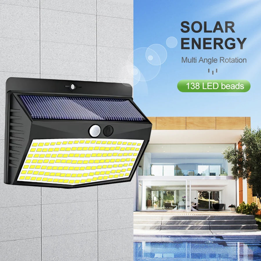 138 LED Solar Wall Lights with Motion Sensor - Smarsty