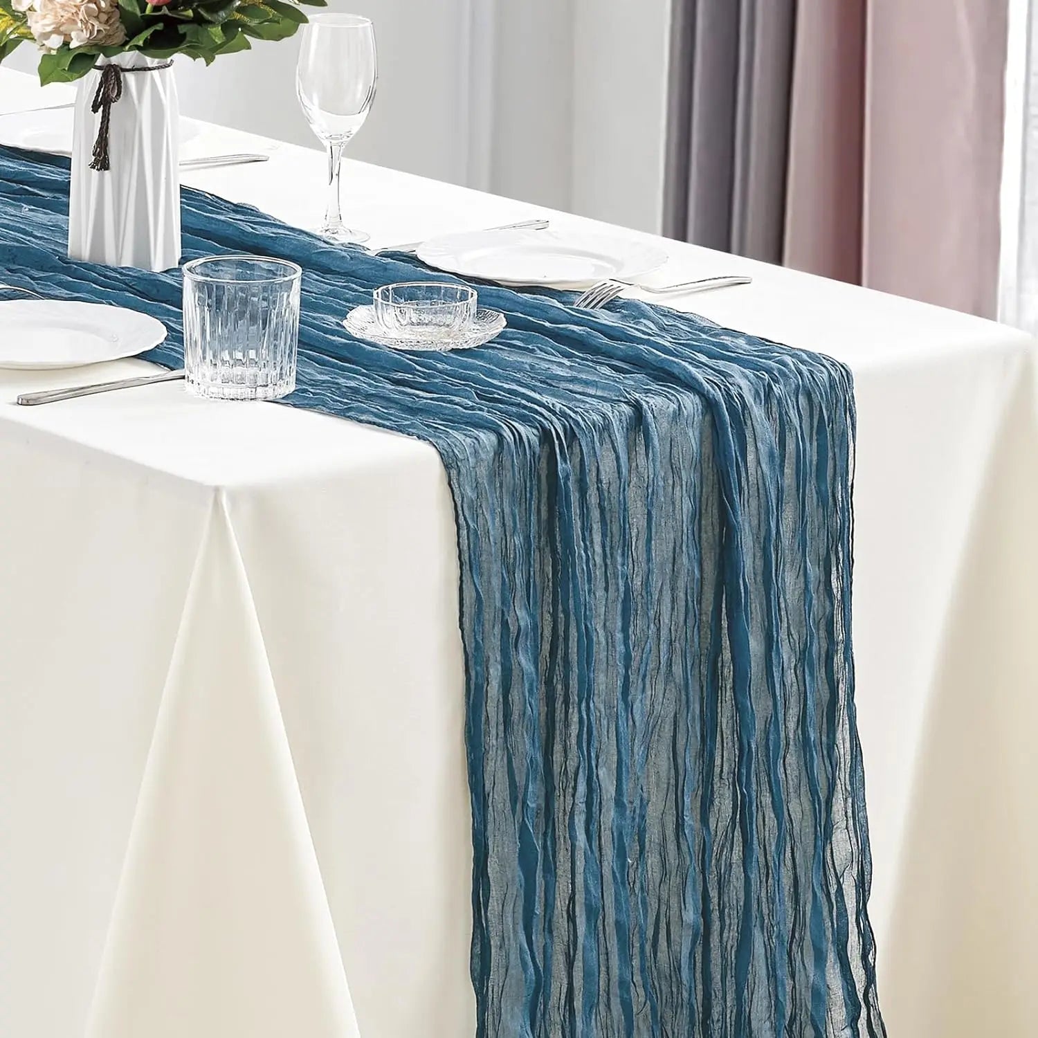 Boho Cheesecloth Table Runner Set for Elegant Events - Smarsty