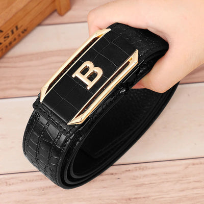 Crocodile Pattern Men’s Belt with Automatic Buckle - Smarsty