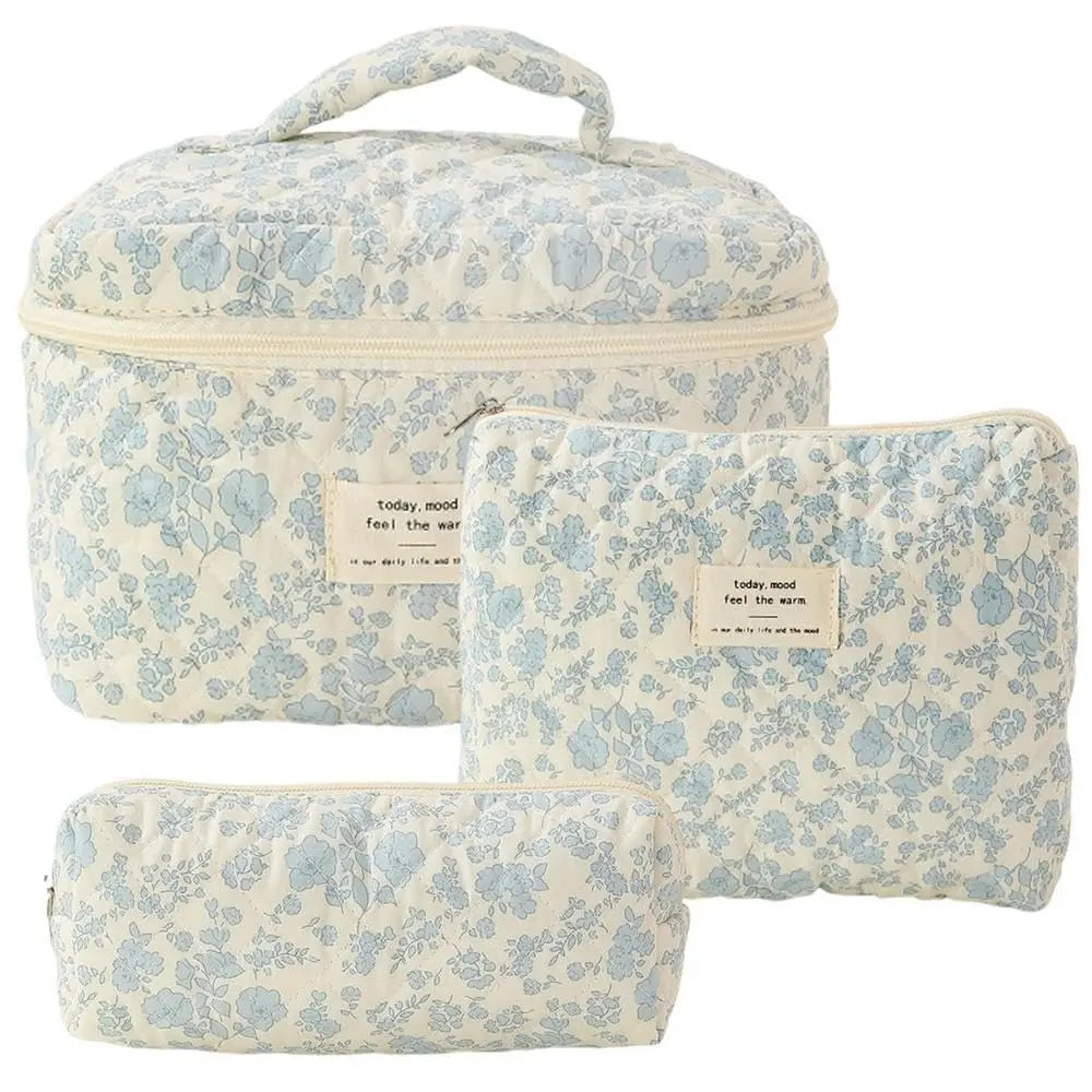 1pcs Cute Quilted Cotton Makeup Bag Women Zipper Cosmetic Organizer Cloth Handbag Box Shape Portable Toiletry Case for Girls - Smarsty