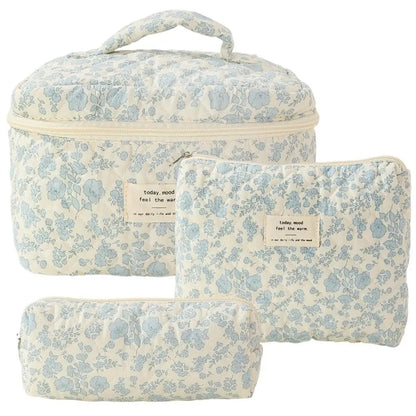 1pcs Cute Quilted Cotton Makeup Bag Women Zipper Cosmetic Organizer Cloth Handbag Box Shape Portable Toiletry Case for Girls - Smarsty