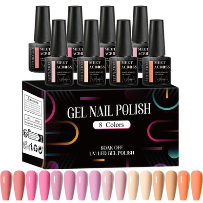 Fluorescent Gel Nail Polish Set With Glitter Finish - Smarsty