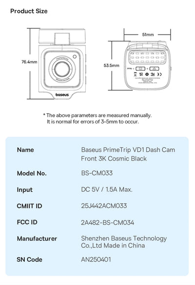 Front And Rear Dash Cam With GPS Galileo 24H Parking - Smarsty