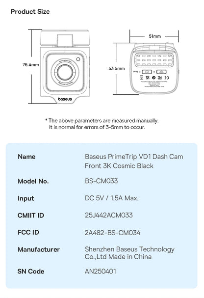Front And Rear Dash Cam With GPS Galileo 24H Parking - Smarsty