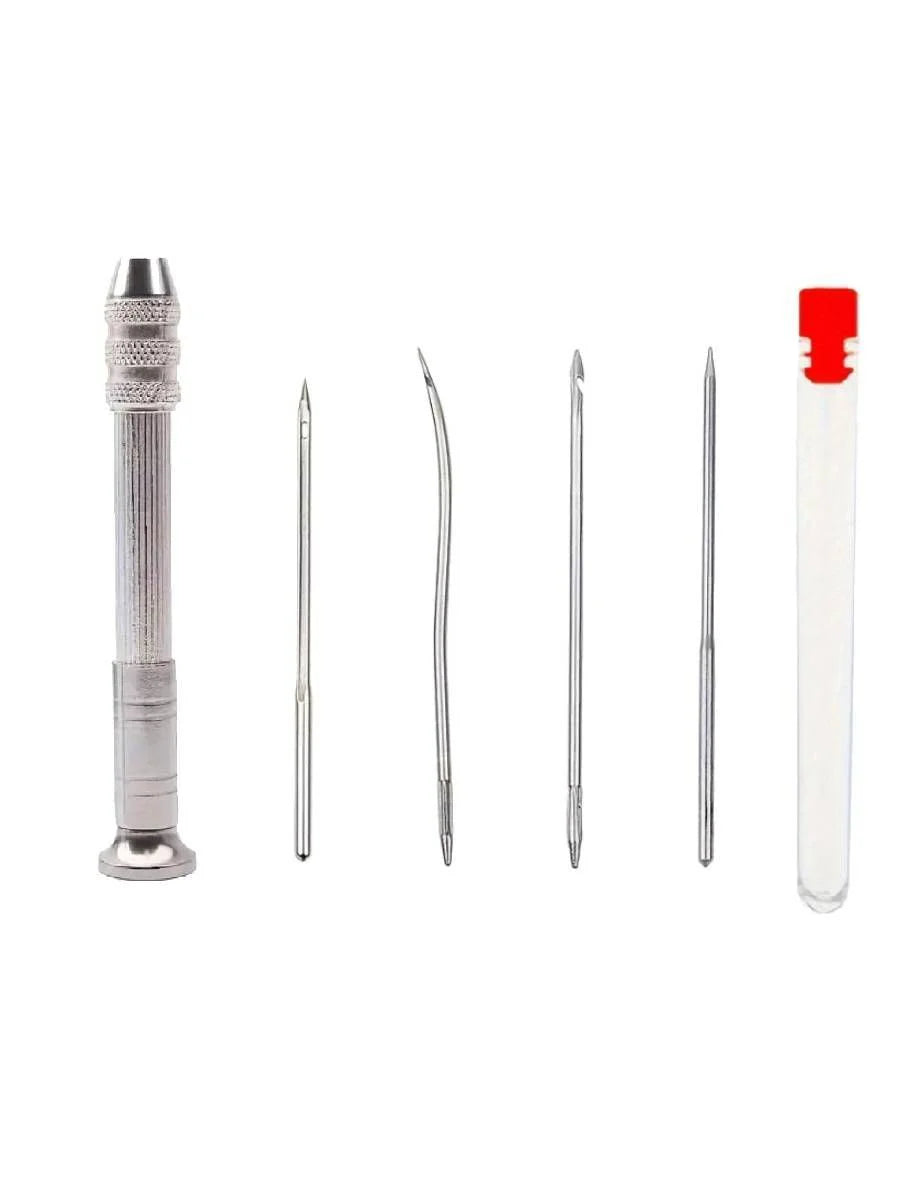 Leather Sewing Needles Kit, Set Contains Silver Leather Sewing Awl, 4 Piece Needle Suitable for Leather Canvas Tent - Smarsty