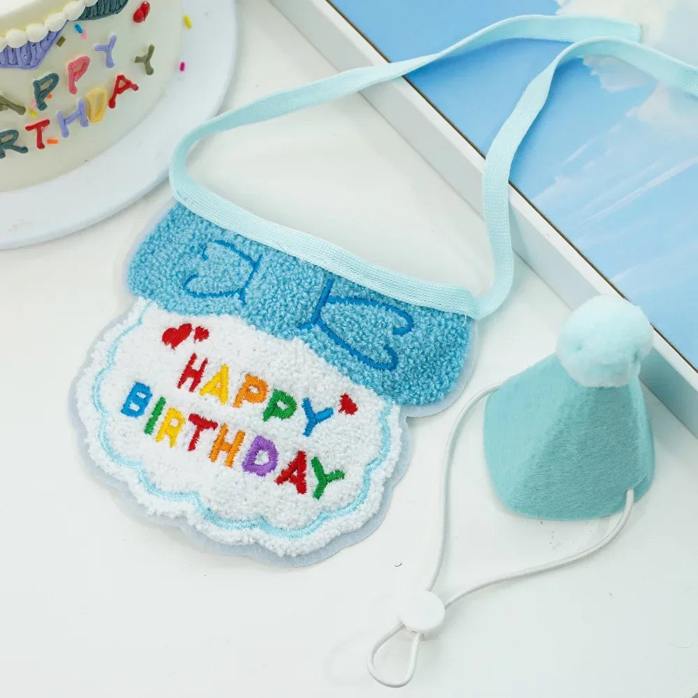 Adjustable Pet Birthday Hat and Bandana Set - Smarsty