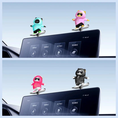 Car Center Console Ornament Bear Cartoon Alloy Sliding - Smarsty