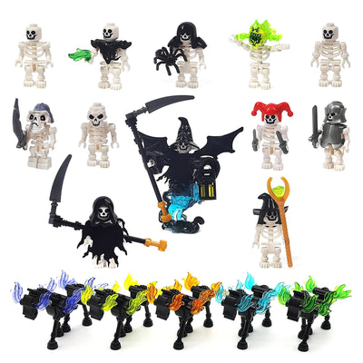 MOC Halloween Skeleton Army Mini Doll Building Blocks DIY Assembled Building Blocks Character Doll Skeleton Horse Ornaments Toy - Smarsty