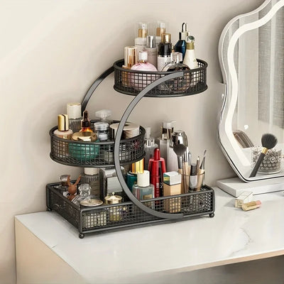 1pc Metal Makeup Storage Rack Cosmetic Organizer Dresser Multi-layer Skincare Organizing Box Lightweight No-Installation Home - Smarsty