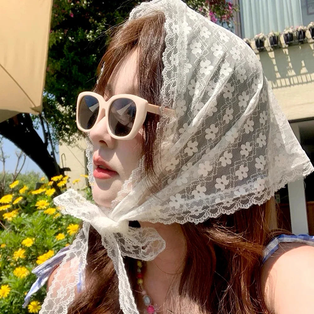 Sweet Flower Hair Scarf Headband Lightweight Summer - Smarsty