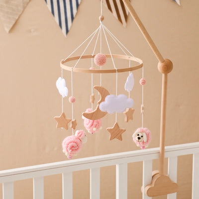 Baby Crib Mobile Bed Bell Rattle Toys Wooden Crochet Stars Pendant Bed Bell Toys Newborn Comfort Crib Bracket Hanging Toys Gifts by Smarsty
