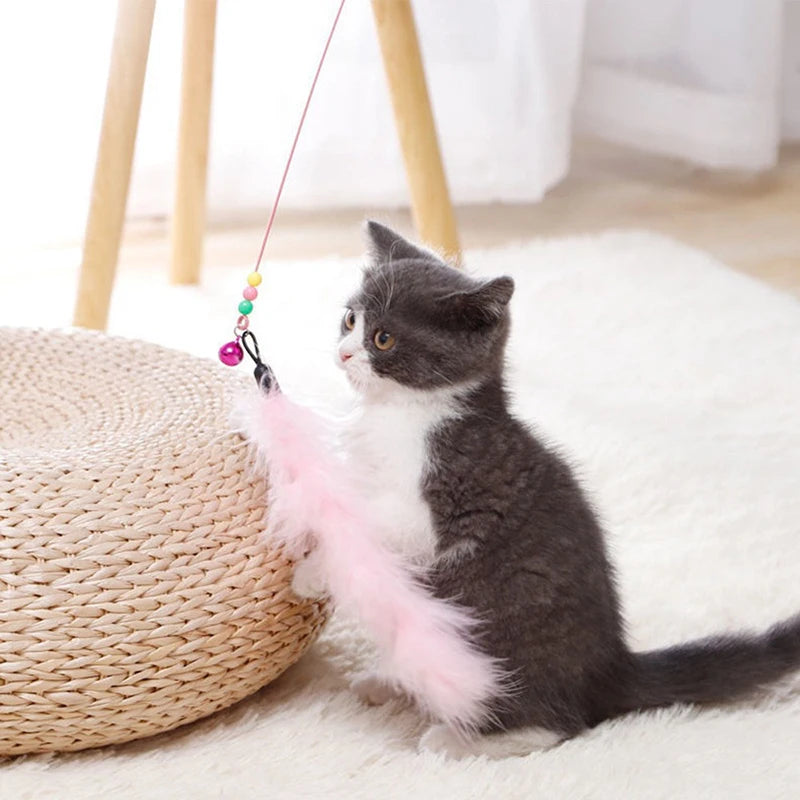 Cat Teaser Stick With Bell and Feather Fun - Smarsty