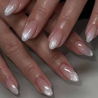 24 Pcs Metallic Cat Eye French Press On Nails - Smarsty