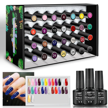 LNWPYH 26 Color Gel Nail Polish Set with Base and Top Coat - Smarsty