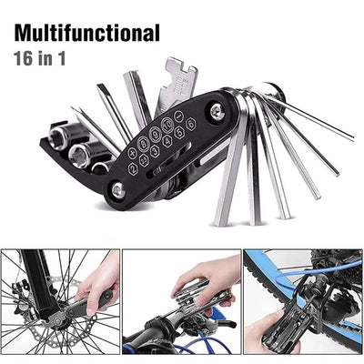16 in 1 Portable Bicycle Repair Tools Kit Hex Wrench Nut Tire Screwdriver Motorcycle Bicycle Repair Tools - Smarsty