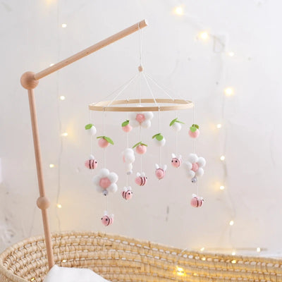 Baby Crib Mobile Bed Bell Rattle Toys Wooden Crochet Stars Pendant Bed Bell Toys Newborn Comfort Crib Bracket Hanging Toys Gifts by Smarsty
