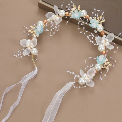 Bohemian Pearl Flower Headband For Girls Wedding Bridal - Smarsty