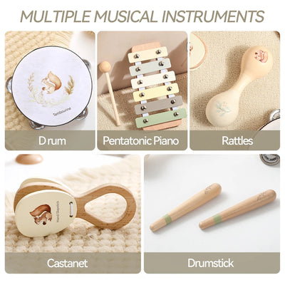 Musical Instruments Montessori Music Baby 0 12 Months Toys Drum Xylophone Kids Early Educational Wooden Instruments Baby Toys by Smarsty