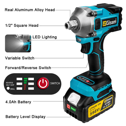 1000N M Brushless Electric Impact Wrench Cordless Power Tool - Smarsty