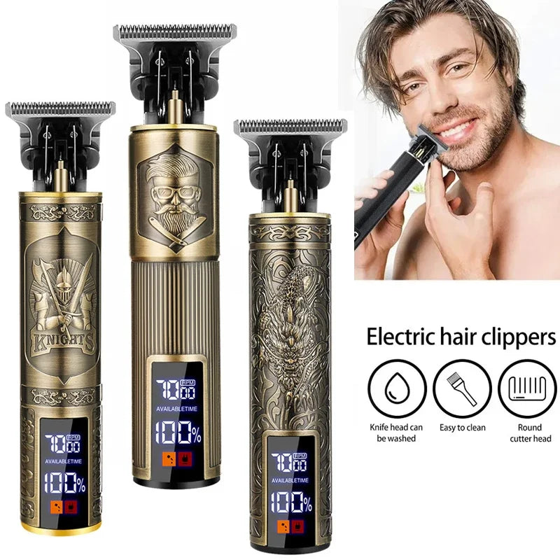Vintage Hair Clipper Cordless Trimmer portable USB Fast Charging Hair Cutting Machine Electric Shaver Barber Professional Barber - Smarsty