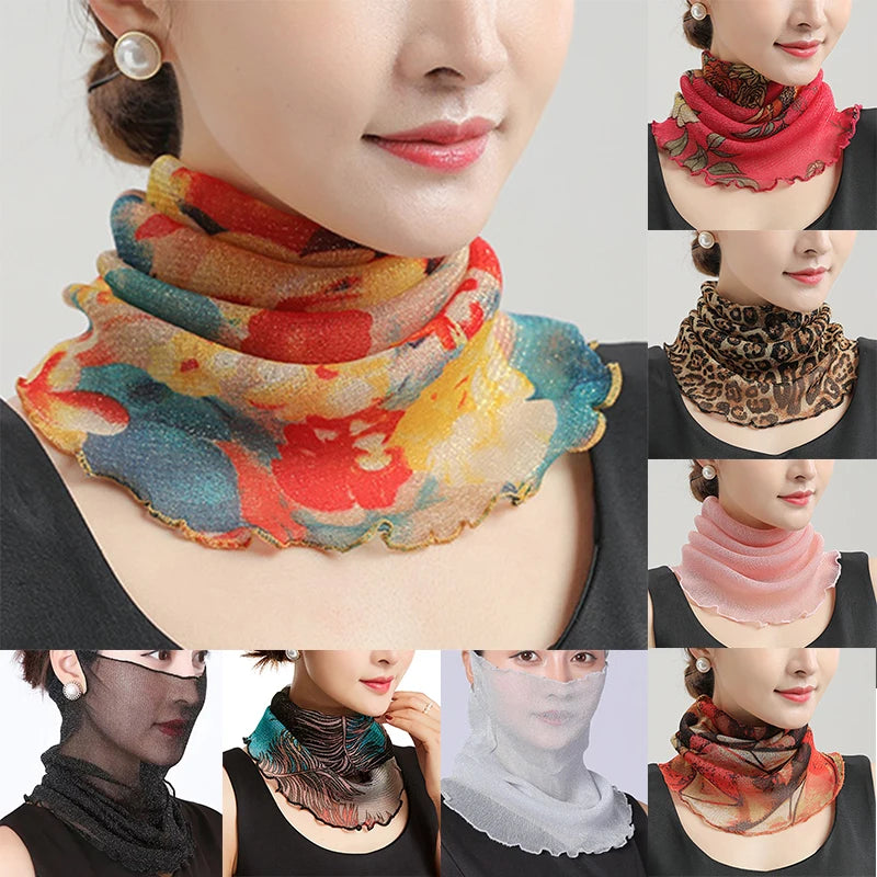 Women Chiffon Sunscreen Scarf Lightweight UV Protection - Smarsty