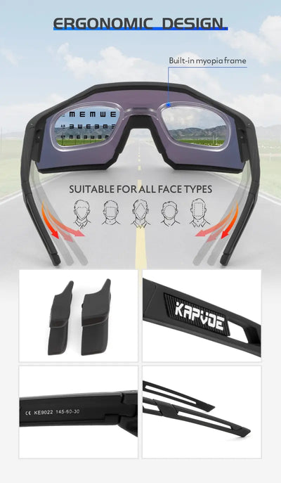 Kapvoe Cycling Glasses Polarized MTB Road Bike Glasses UV400 Protection Sunglasses Ultra Light Sport Eyewear Equipment by Smarsty