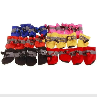 New 4pcs Waterproof Pet Dog Shoes Anti-slip Rain Snow Boot Thick Warm For Small Cats Dogs Puppy Socks Booties - Smarsty