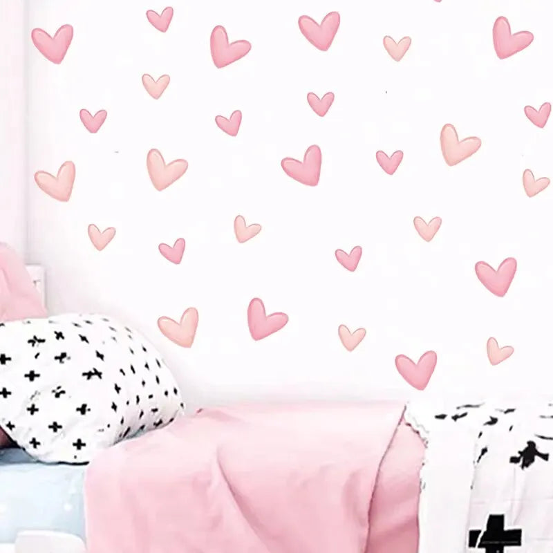 60 Pcs Heart Shape Wall Stickers for Kids Room Decor - Smarsty