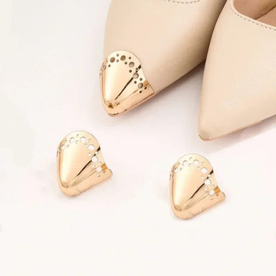 Women High Heel Metal Toe Cap Wear and Tear Concealer Anti-kicking Leather Shoes Point Protector Flat Shoe Tips Cap Accessorices - Smarsty