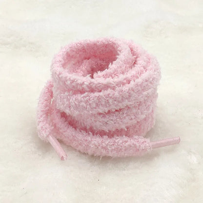 0.8cm width 1 Pair Cute Plush Sneakers Shoelaces Men Women High-top Casual Canvas  White Flat Shoes Laces Strings Accessories - Smarsty