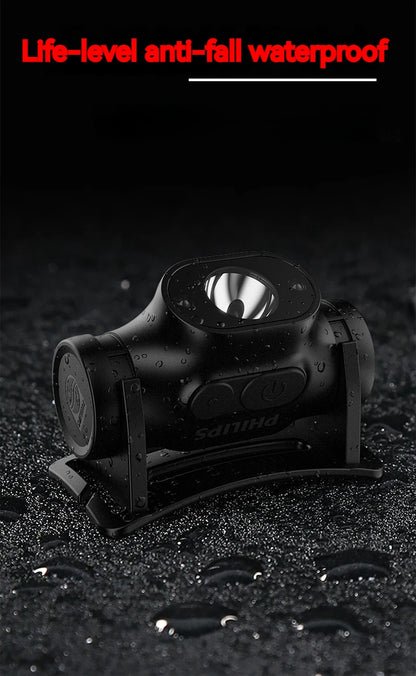 PHILIPS LED Headlamp Sensor Head Flashlight Ten Types of Lighting Type-C Rechargeable Headlight Outdoor Camping Fishing Lantern by Smarsty