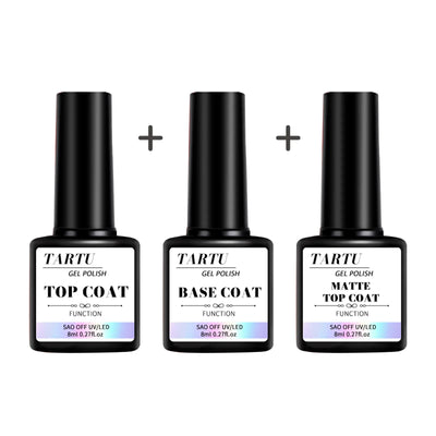 8ml Functional Gel Nail Art Set with Base Coat and Top Coats - Smarsty