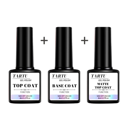 8ml Functional Gel Nail Art Set with Base Coat and Top Coats - Smarsty
