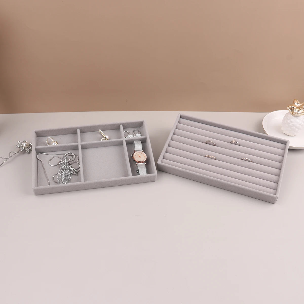 Velvet Jewelry Organizer Box for Rings and Necklaces - Smarsty