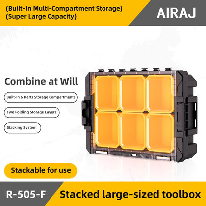 AIRAJ MultiFunctional Tier Stackable Rolling Plastic Portable Folding Tool Storage Box , Suitable for Garage Storage