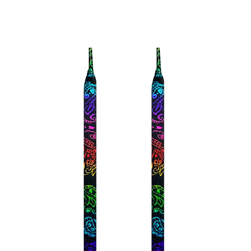 Flat Shoe Laces Cashew Flower Shoelaces for Sneakers Gilding Hand-painted Sports Casual Basketball Tennis Shoelace Shoestrings - Smarsty