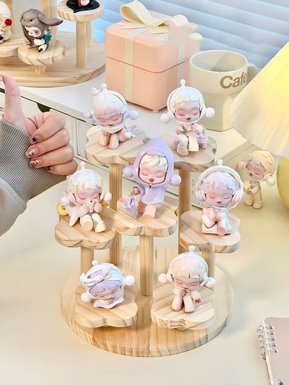 Wooden Display Riser Stand Organizer Shelf Stand for Toys and Dolls Figure Display Cabinet Cute Dolls Storage Rack Decoration by Smarsty