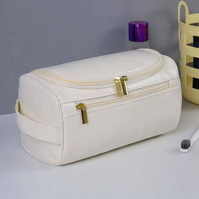 Stylish Embossed Leather Travel Cosmetic Organizer - Hook Design, Roomy Interior for Toiletries and Makeup zwq - Smarsty