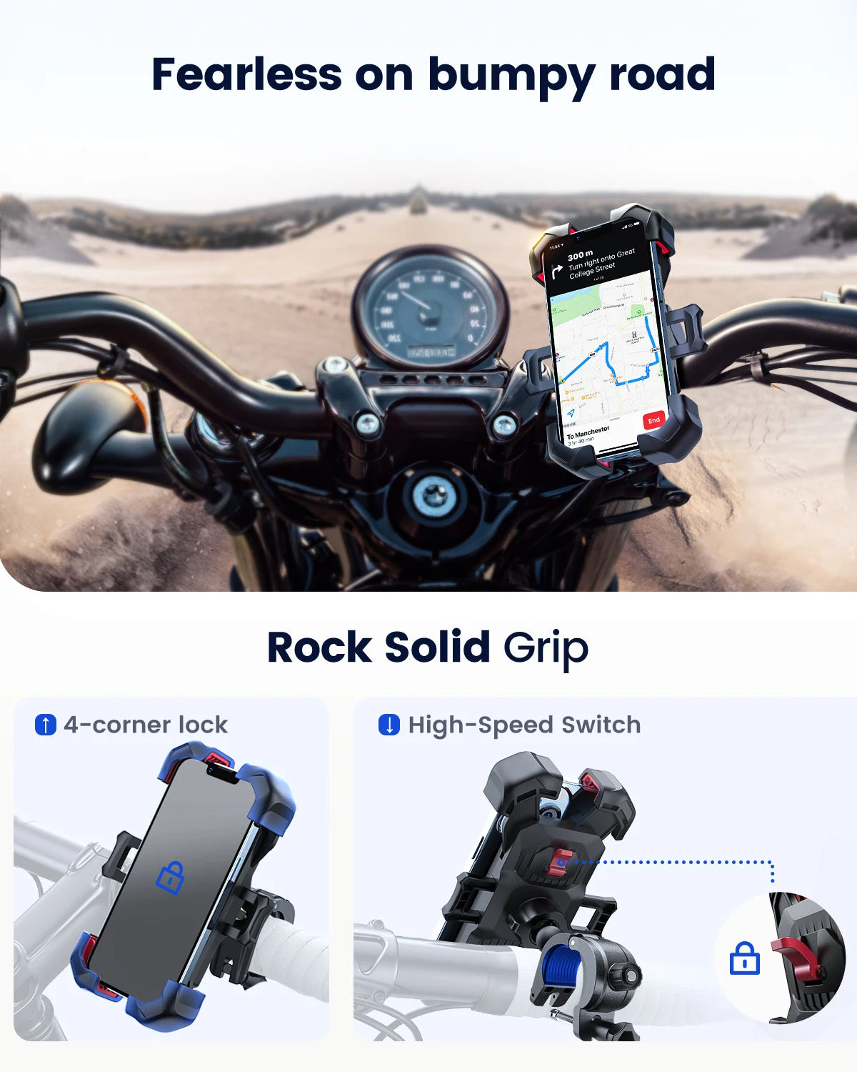 Universal Bike Phone Holder 360 Degree View Shockproof - Smarsty