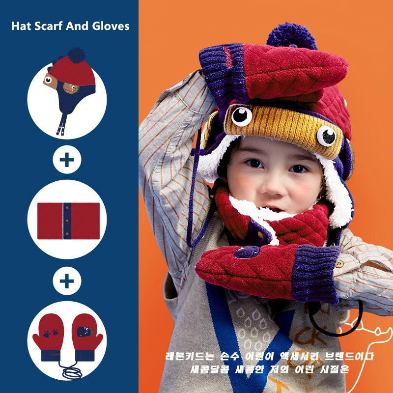 Kids Winter Hat Scarf Set Dinosaur Unicorn Style Gear - Smarsty