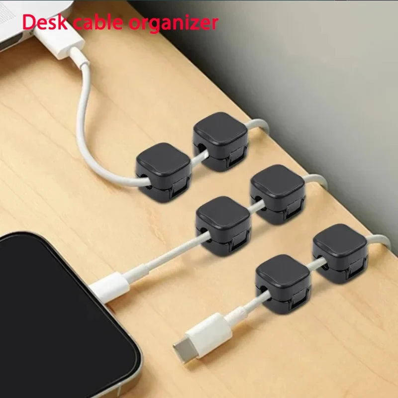Magnetic Cable Clip Cable Holder Adhesive Wire Keeper Cord Cable Organizer for Home Office Under Desk Management - Smarsty